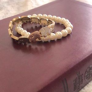 Vintage Find- Faux Gold and Pearl Bracelet Pair